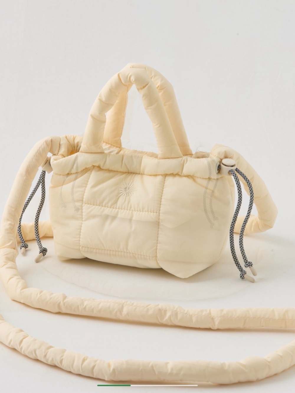 Aerie offline Cream Quilted Puffer Tote Bag with Drawstring
